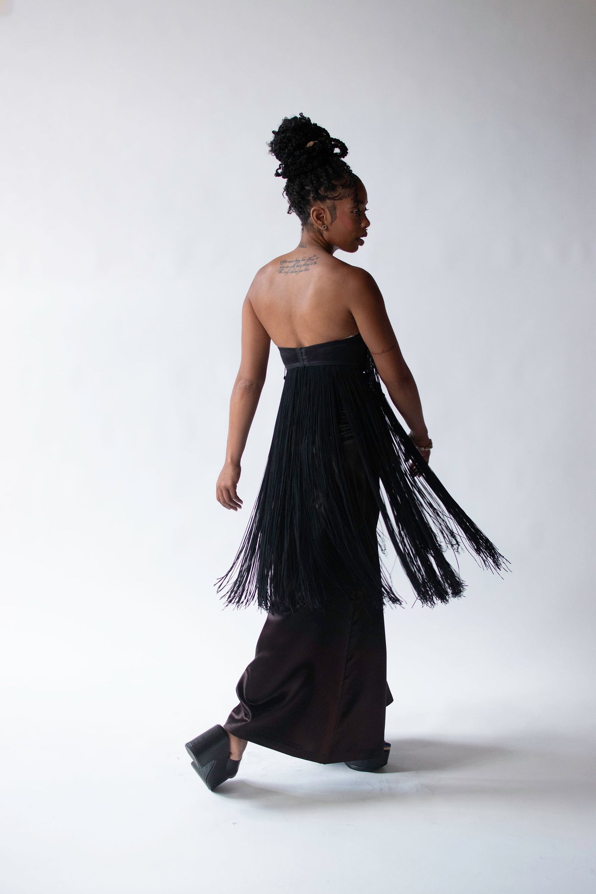 1980s Black Fringe Bustier | Helen Storey