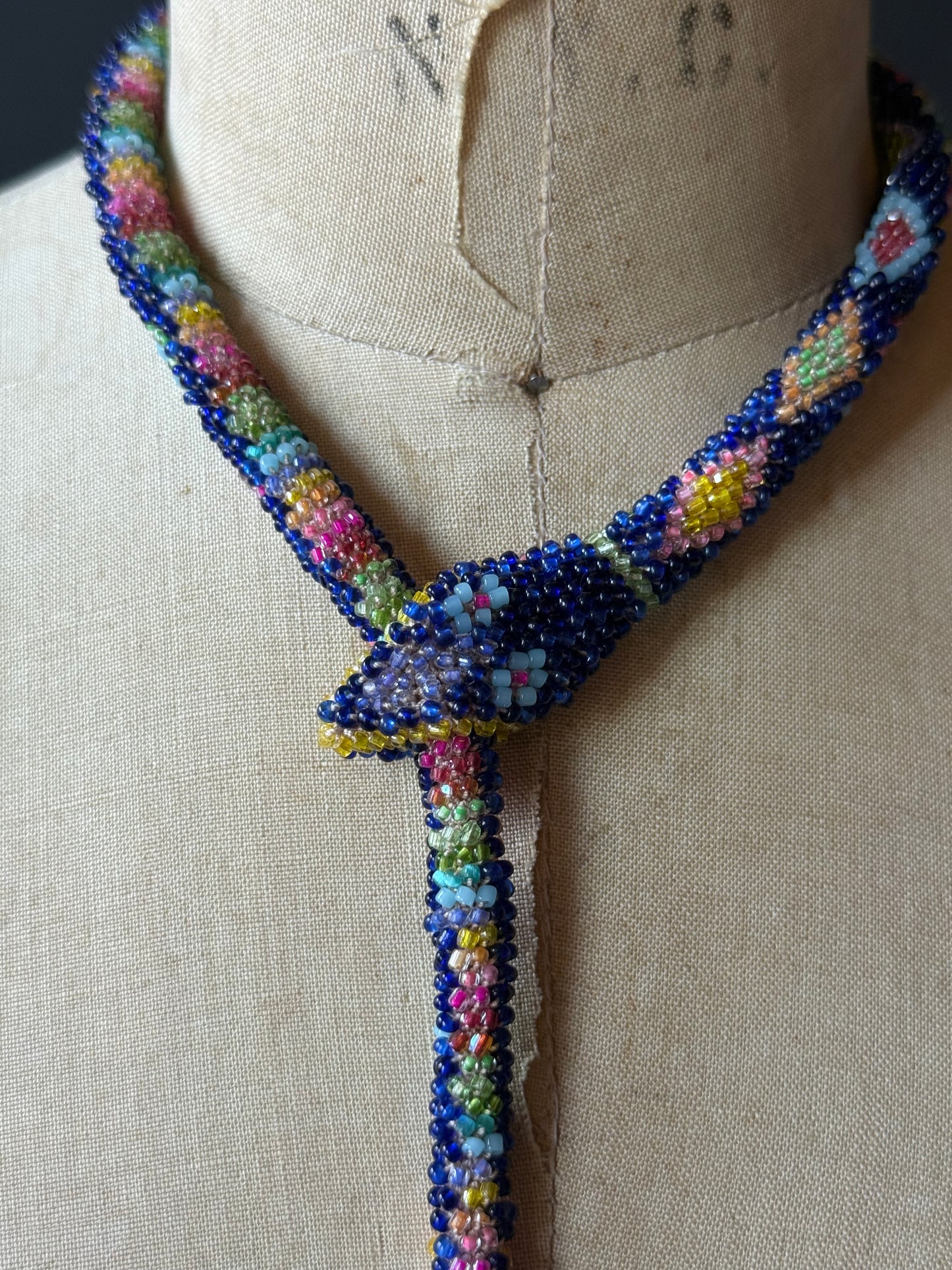 Bead Crochet Snake | Cobalt Multi Color Diamond