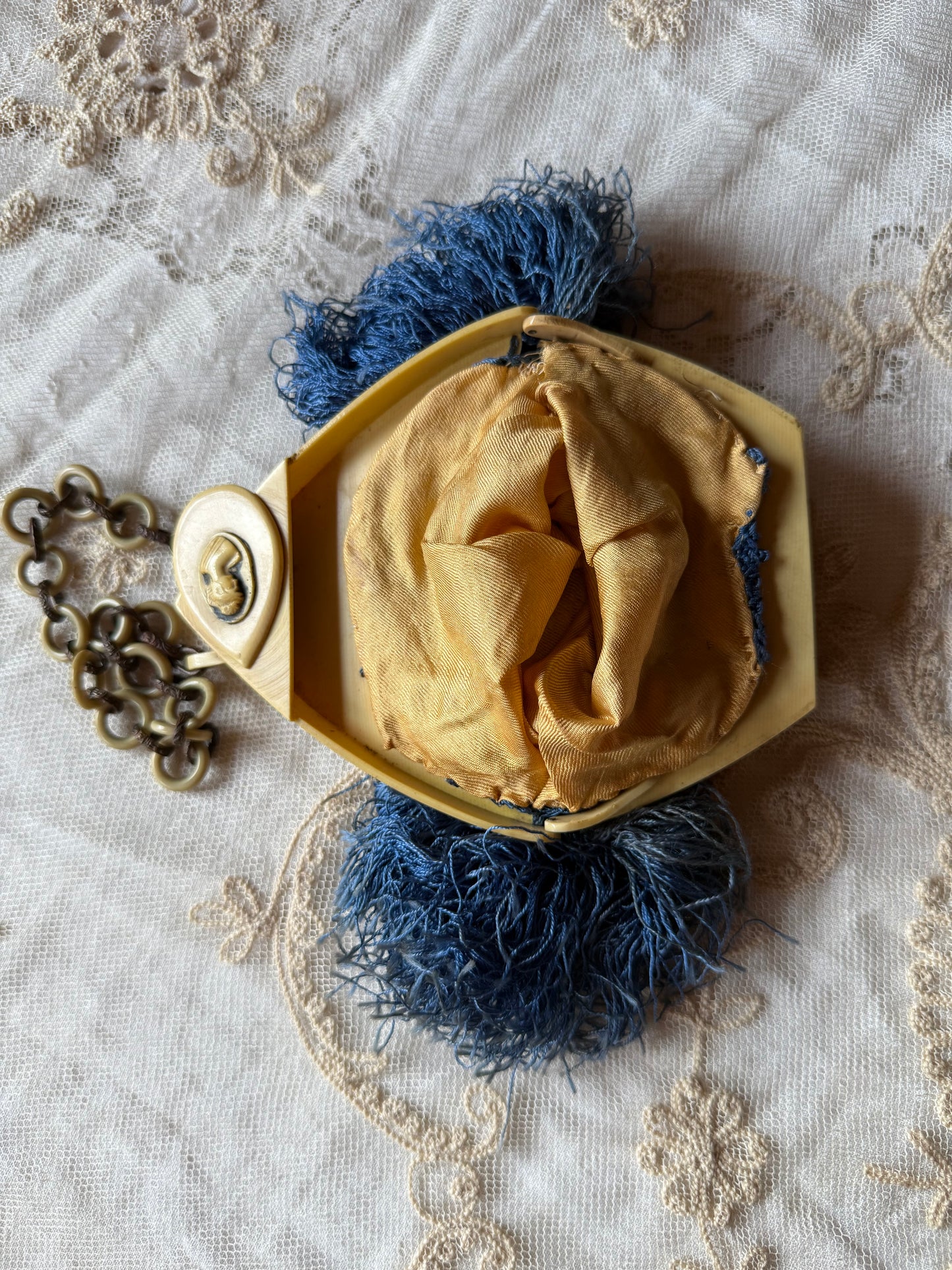 1920s Blue Crochet Fringed Cag