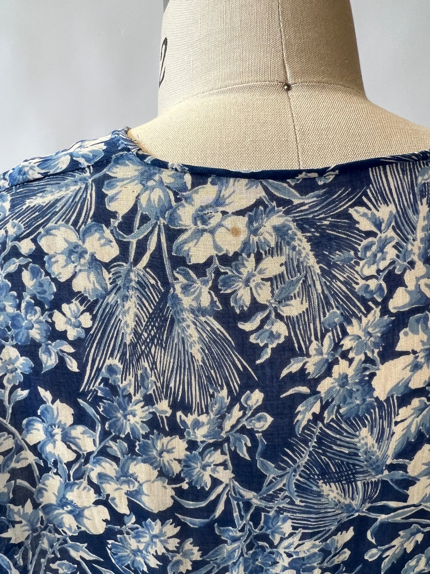 1930s Blue Floral Print Voile Dress
