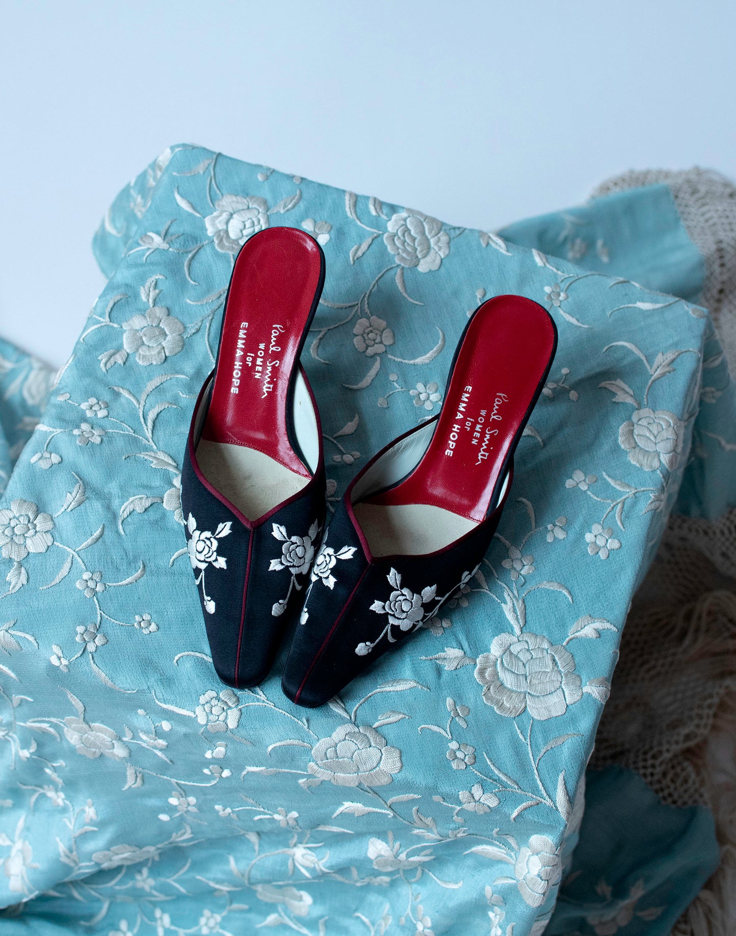 Embroidered Silk Mules | Paul Smith for Emma Hope