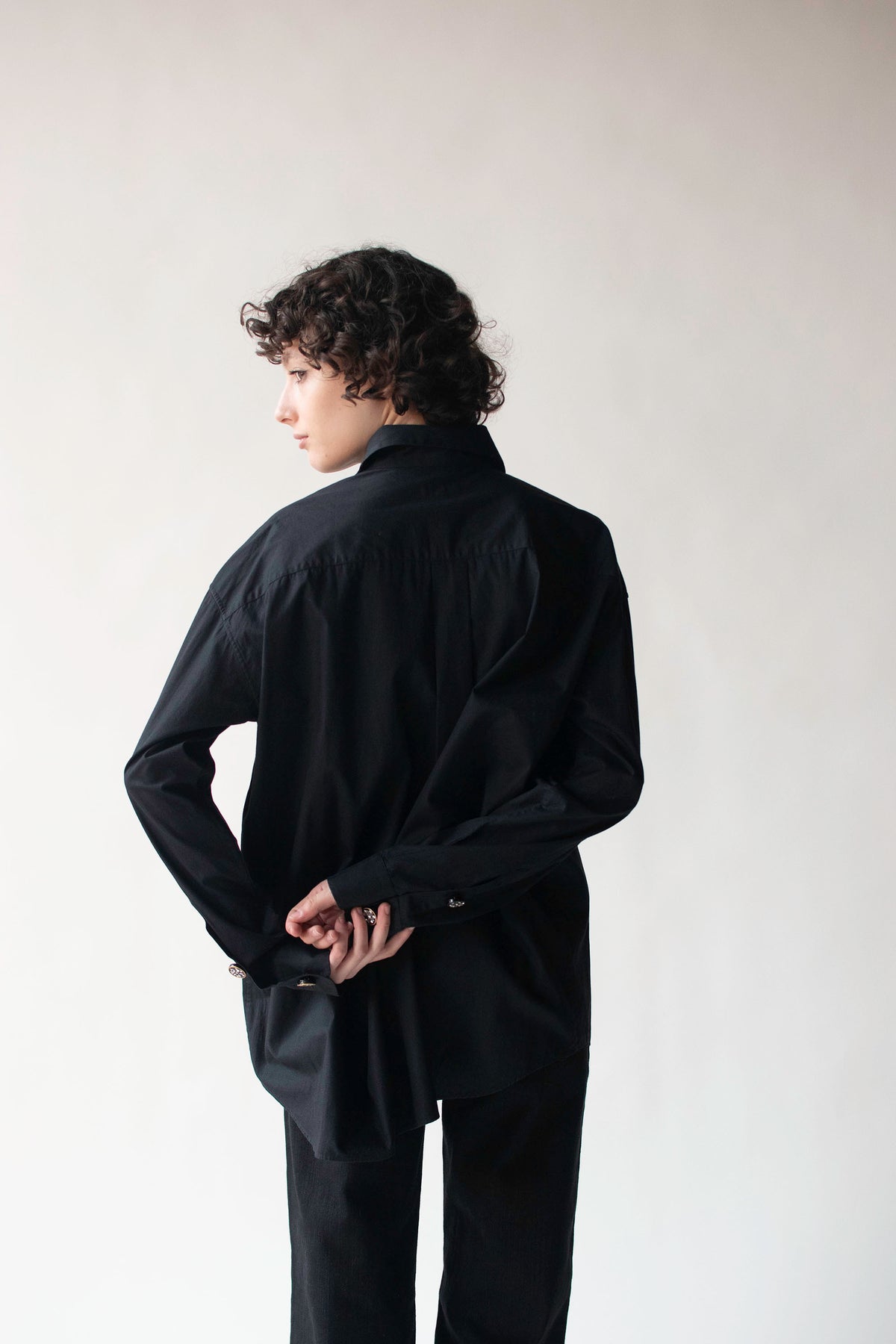 Black Shirt with Mirrored Buttons | Romeo Gigli 1994