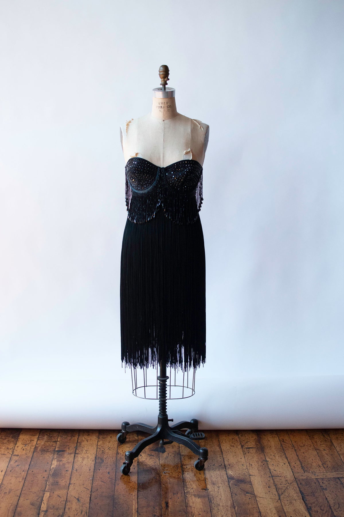 1980s Black Fringe Bustier | Helen Storey