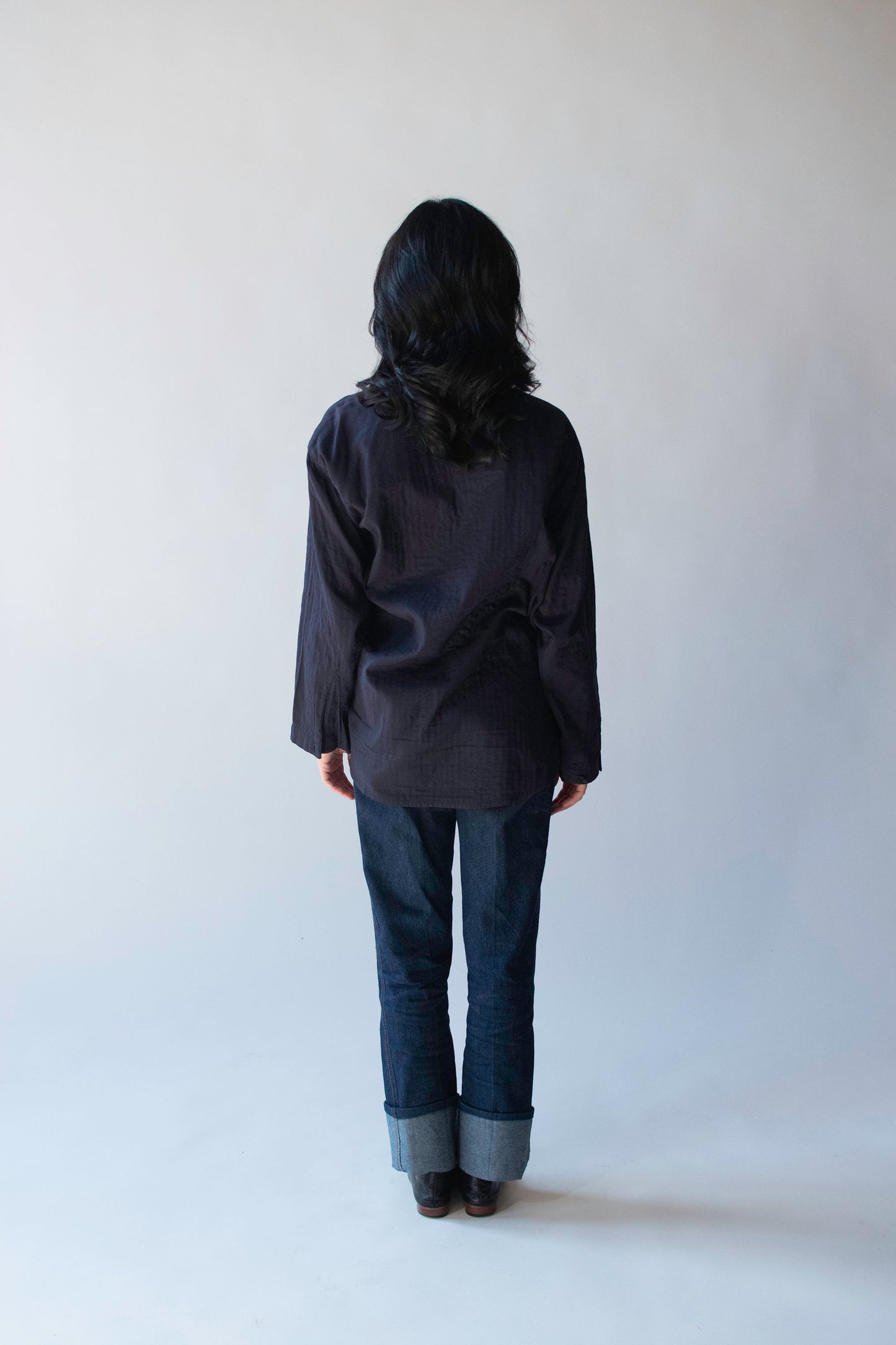 Navy Wrap Blouse | Issey Miyake