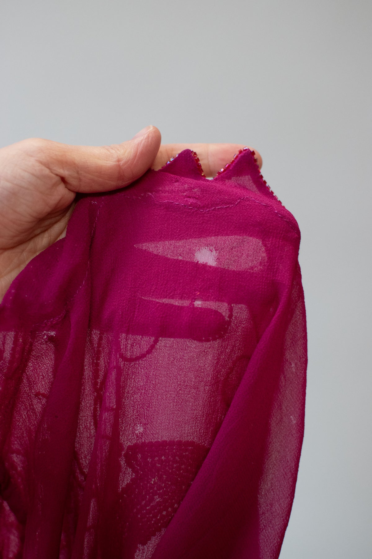 1980s Magenta Beaded Gown