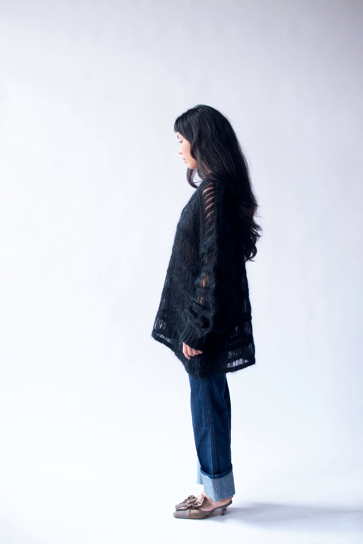 Black Mohair Cardigan | Romeo Gigli