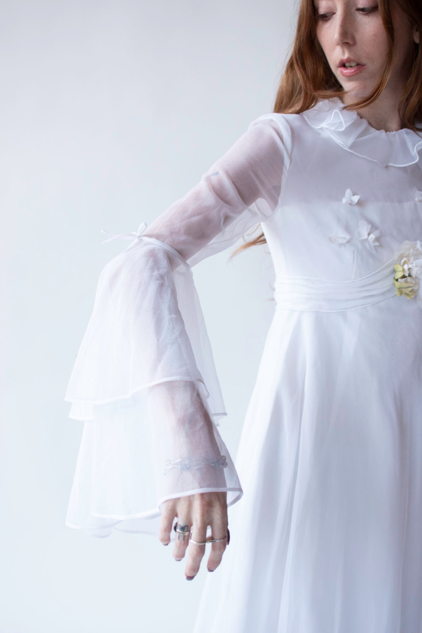 1970s Bell Sleeve Wedding Dress