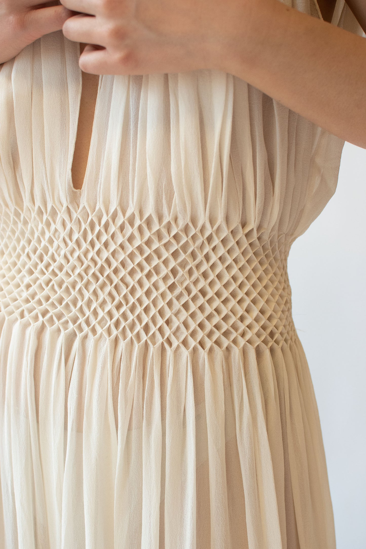 1930s Smocked Chiffon Nightgown