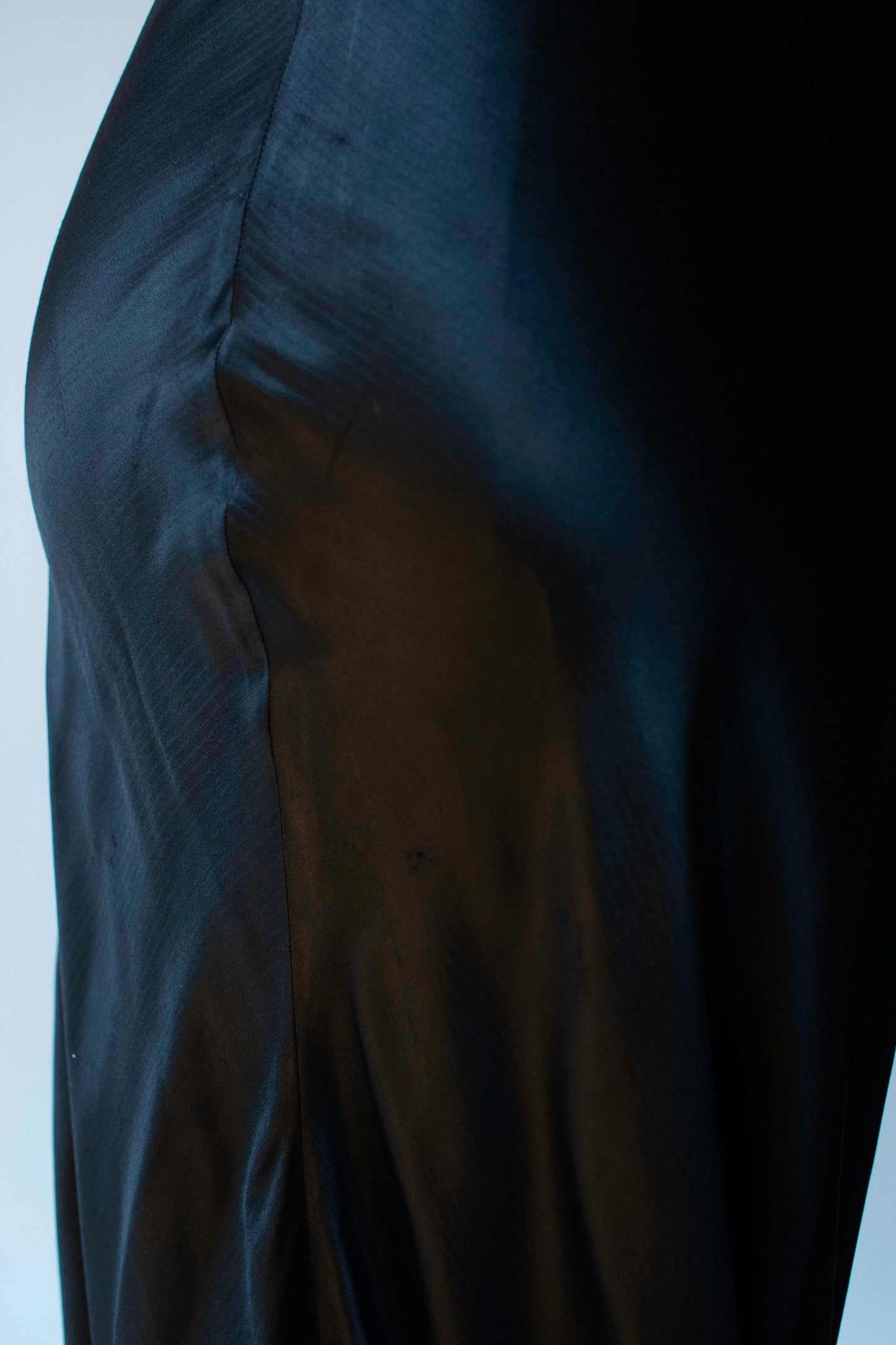1930s Black Satin Gown with Trapunto applique