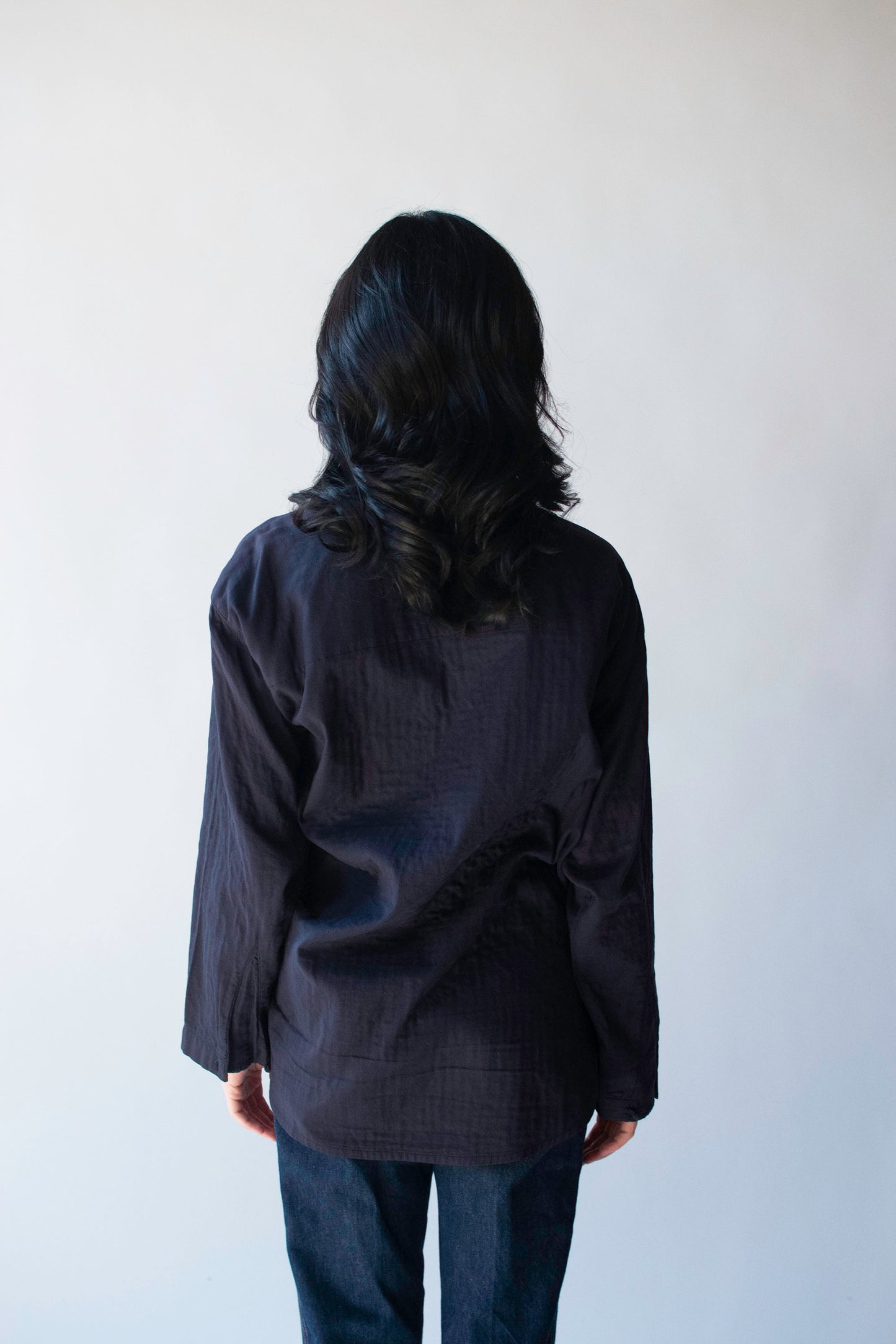 Navy Wrap Blouse | Issey Miyake
