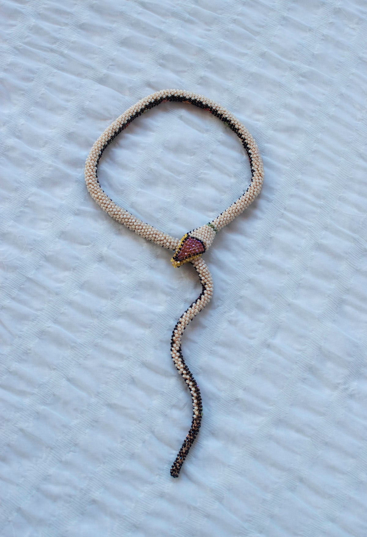 Bead Crochet Snake | Black W/ Multi Color Flowers