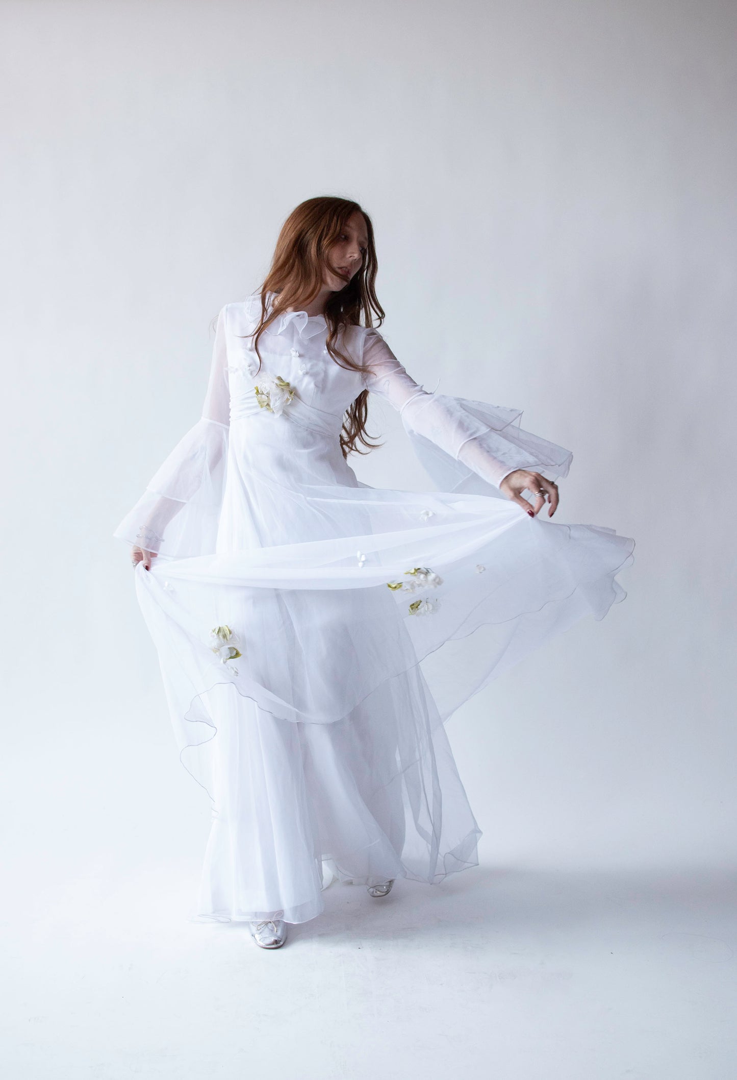 1970s Bell Sleeve Wedding Dress