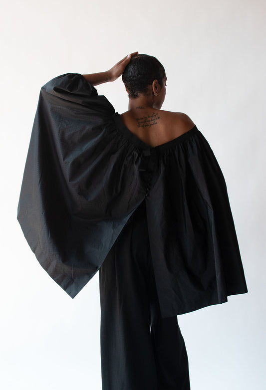 1990s Open Back Off the Shoulder Silk Blouse | Isaac Mizrahi