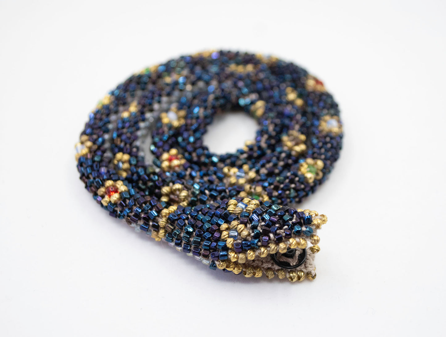 Bead Crochet Snake | Oil Slick Flower Snap Mouth