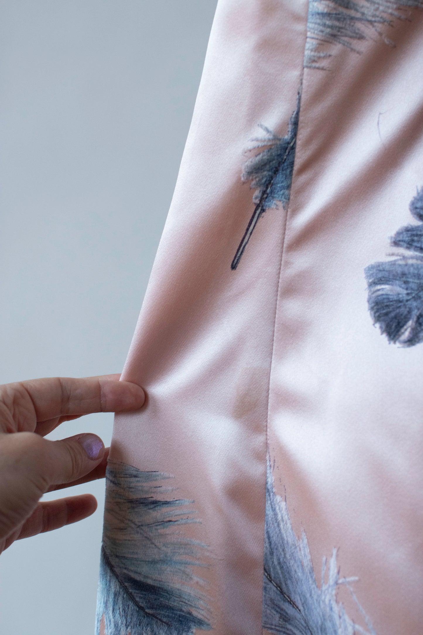 1960s Flocked Feather Gown w/ Feather Trim