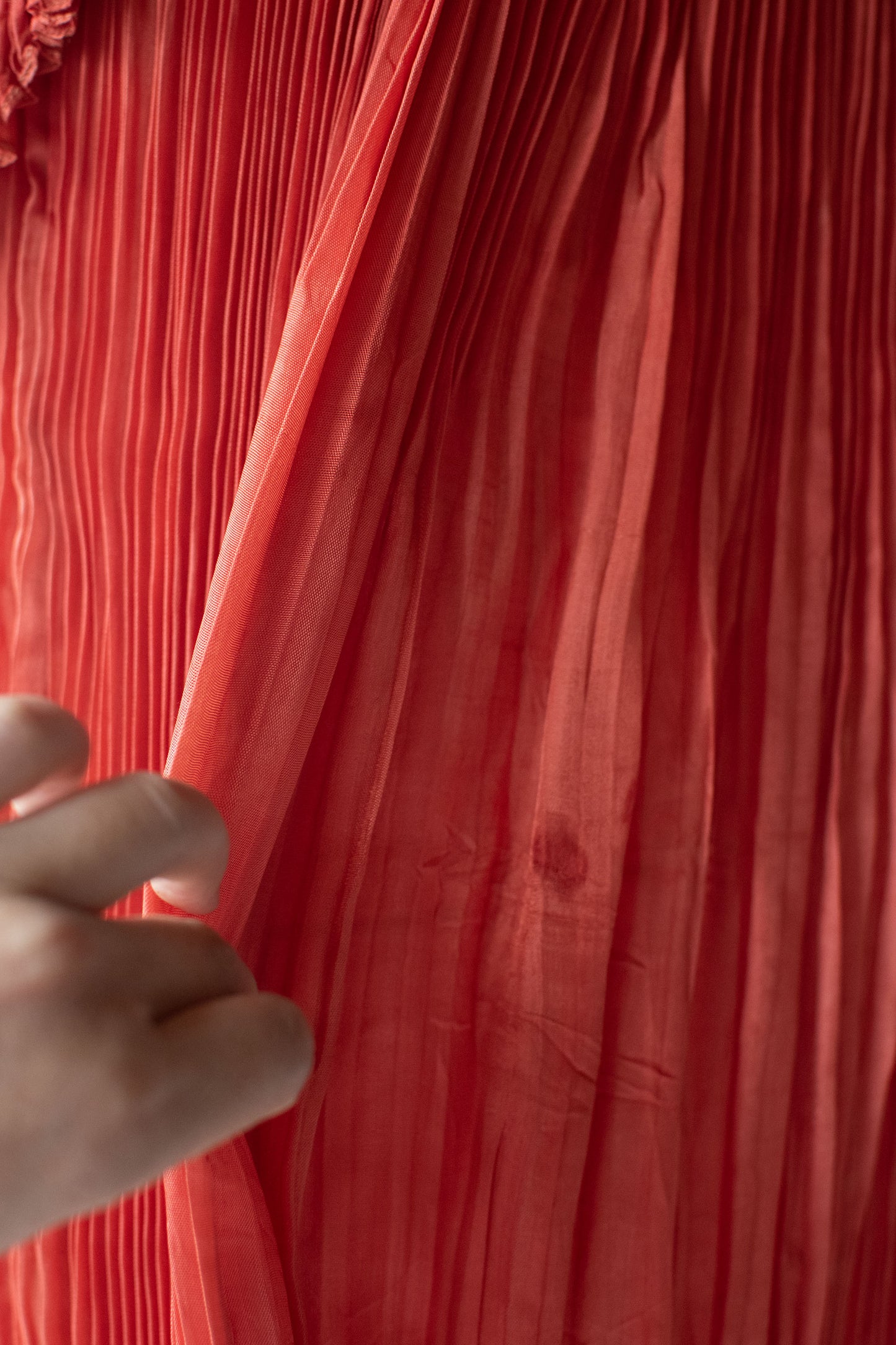 1970s Pleated Red Dress