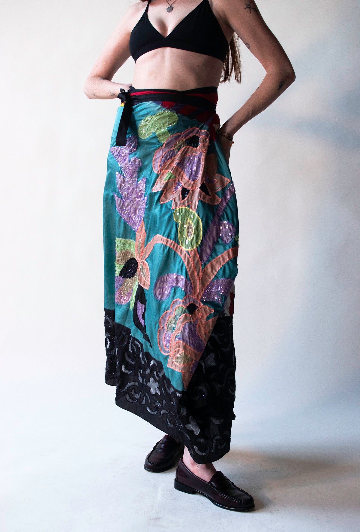 Painted Sequin Silk Wrap Skirt | Etro