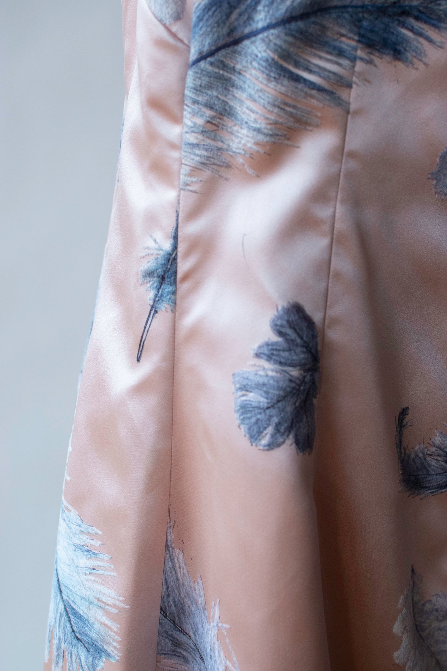 1960s Flocked Feather Gown w/ Feather Trim