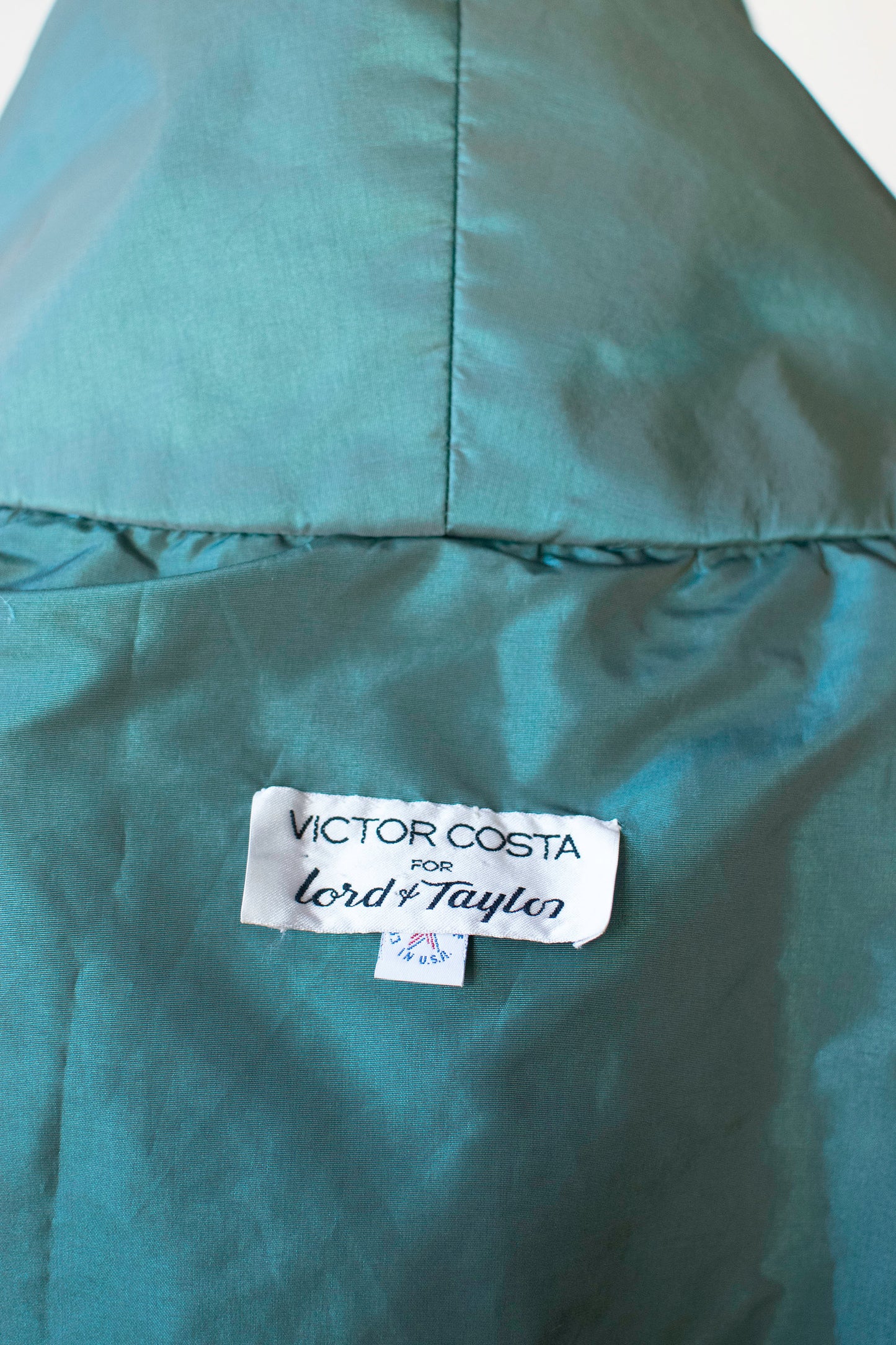 Iridescent Green Evening Coat | Victor Costa