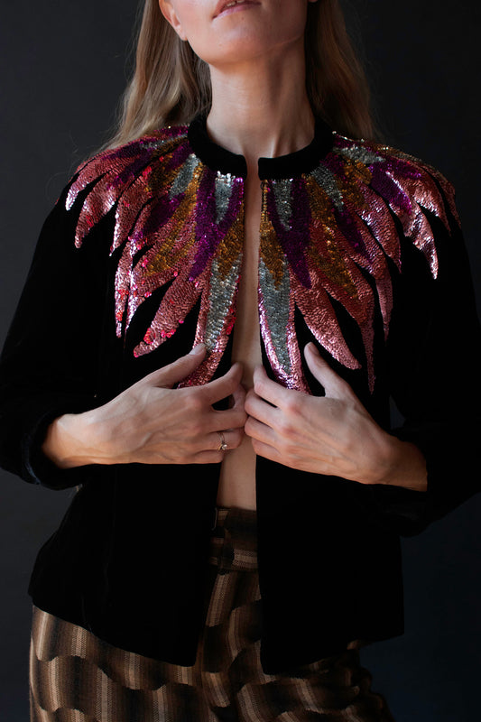 Velvet Jacket with Sequin Collar | Stephen Burrows