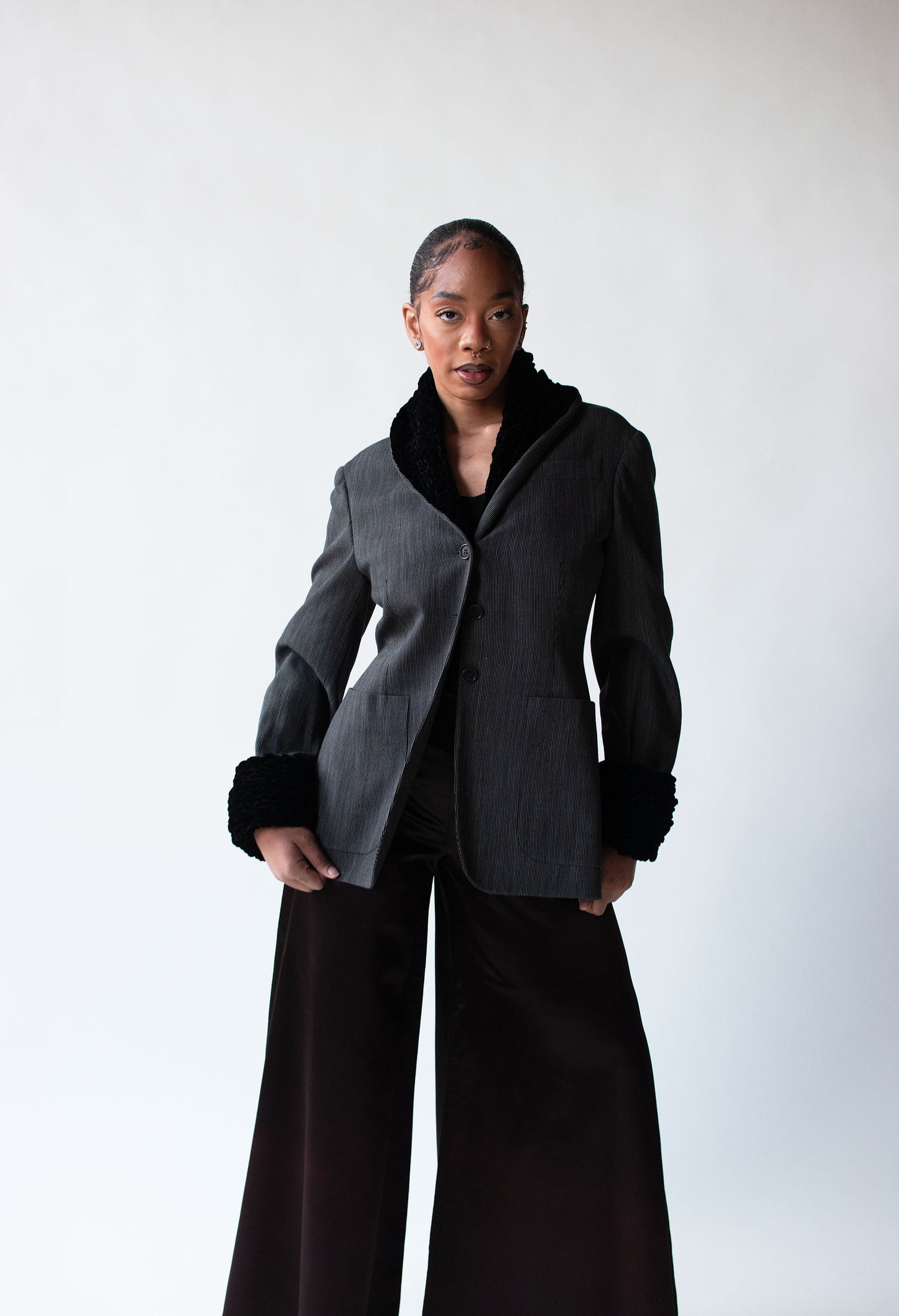 Gray Jacket w/ Chenille Trim | Romeo Gigli