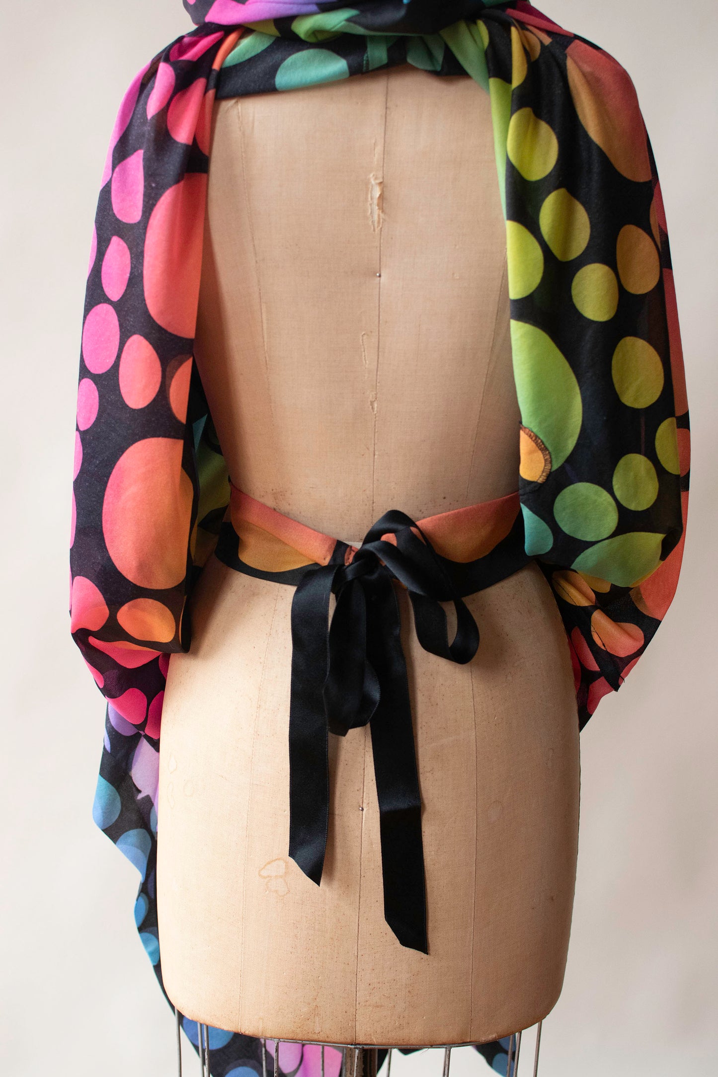 1970s Rainbow Polka Dot Caftan