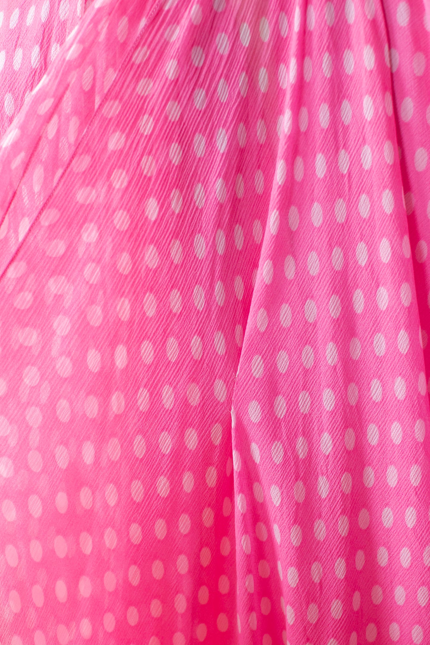 1970s Pink Polka Dot Chiffon Dress | Geoffrey Beene
