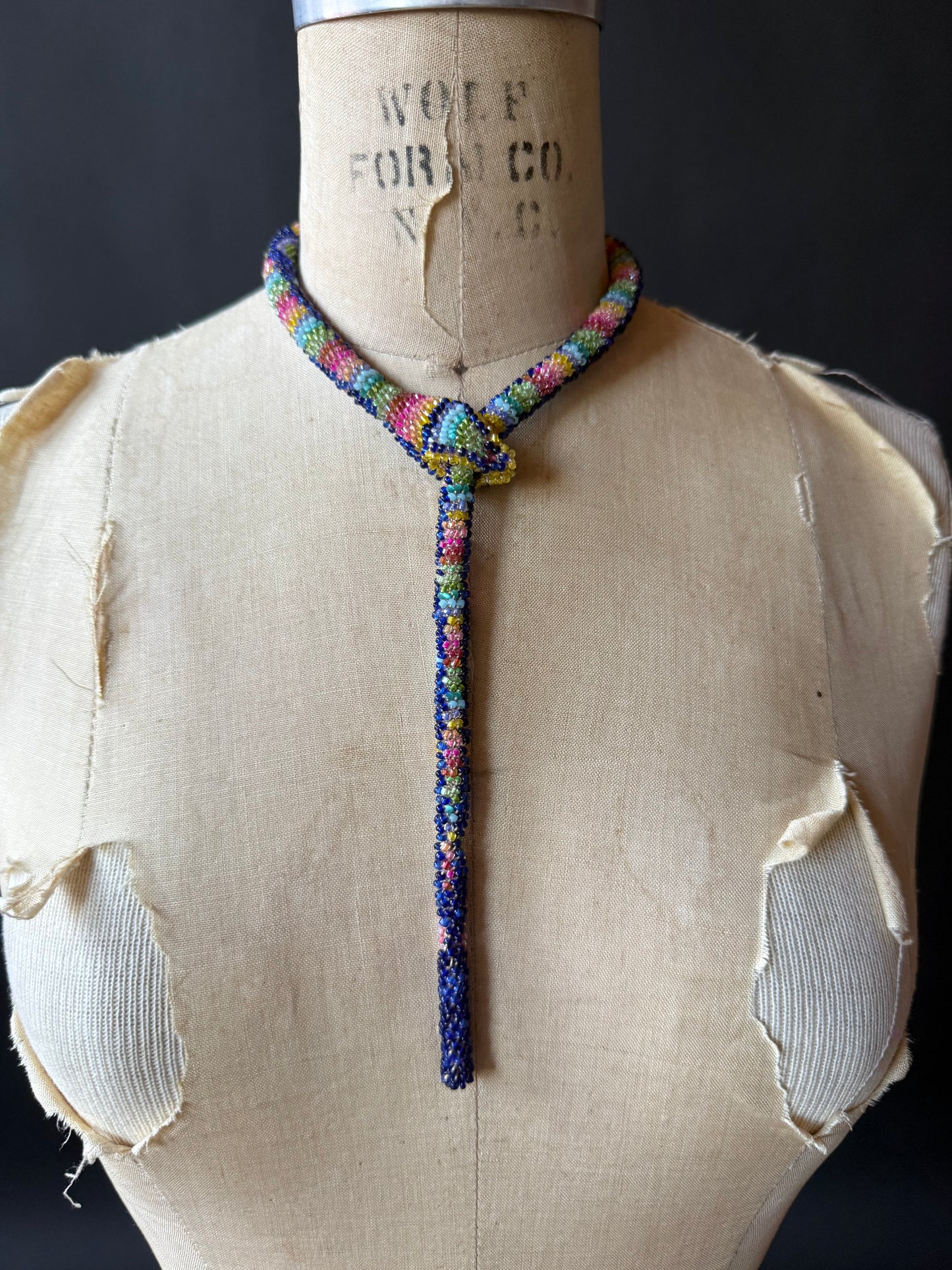 Bead Crochet Snake | Cobalt Multi Color Diamond