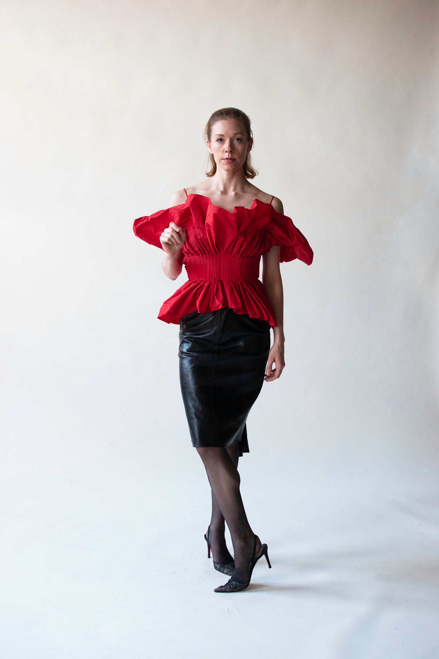 1980s Black Leather Skirt | Claude Montana