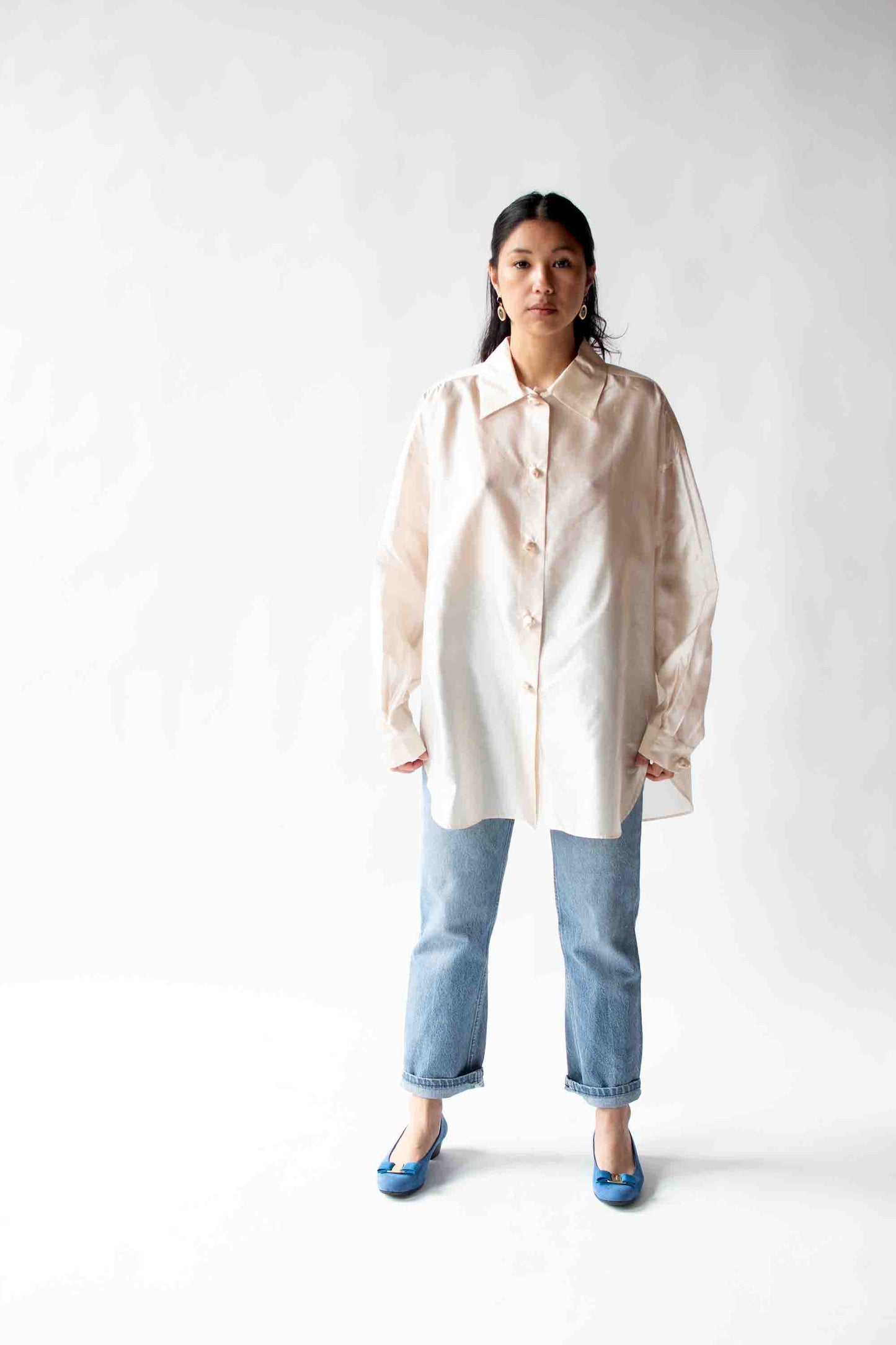 1990s Cream Silk Shirt | Romeo Gigli for Callaghan 1995