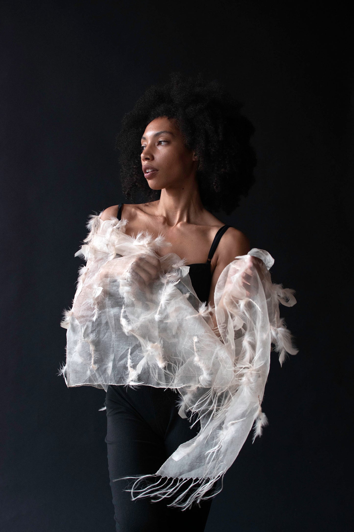 Silk Organza Feather Shawl