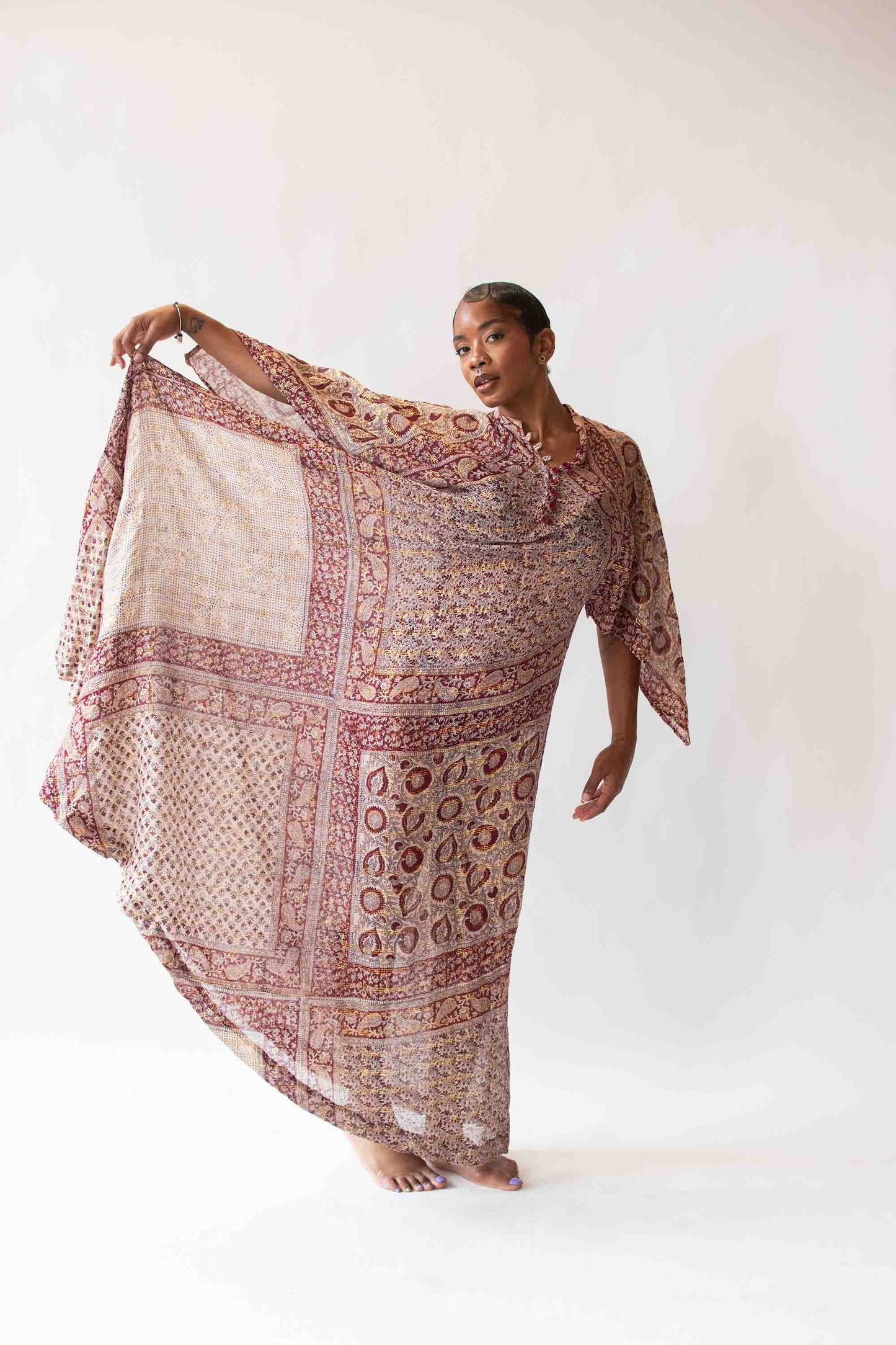 1970s Indian Gauze Lurex Caftan | Abraham and Straus
