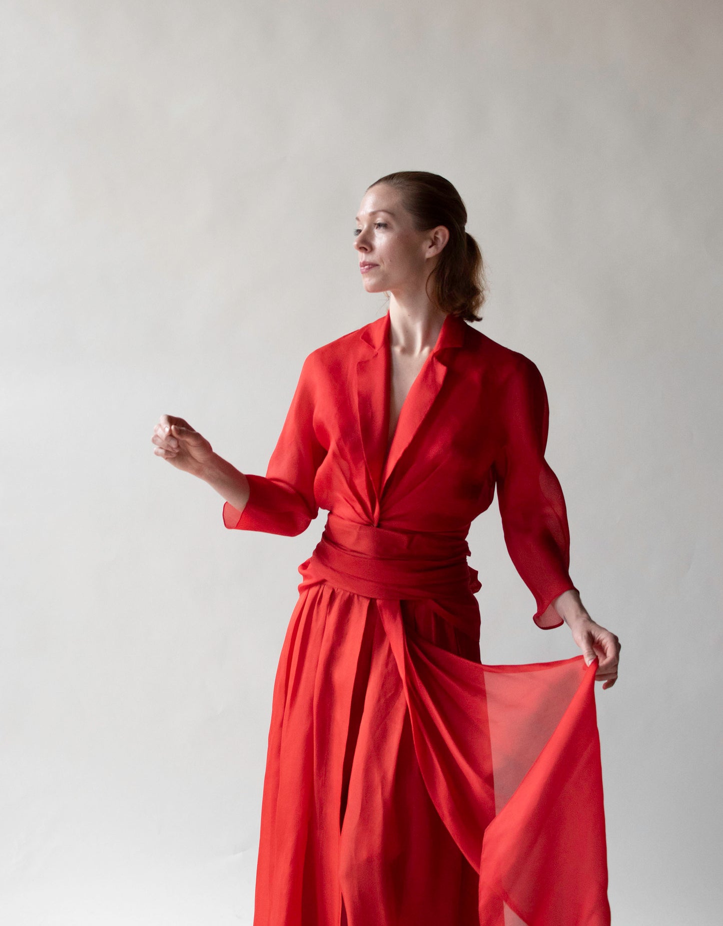 1990s Red Organza Evening Set