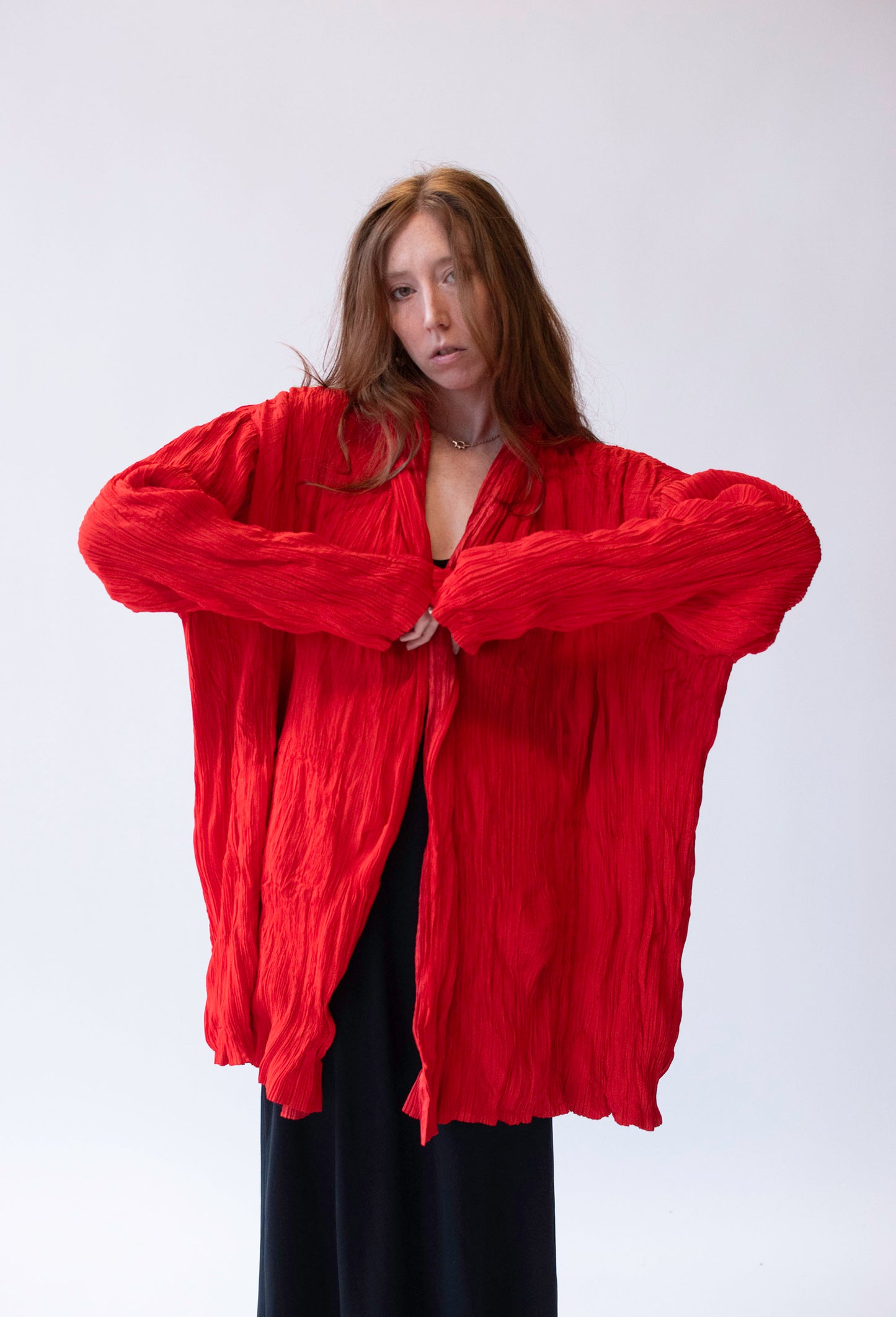 Vermillion Plisse Jacket | Issey Miyake