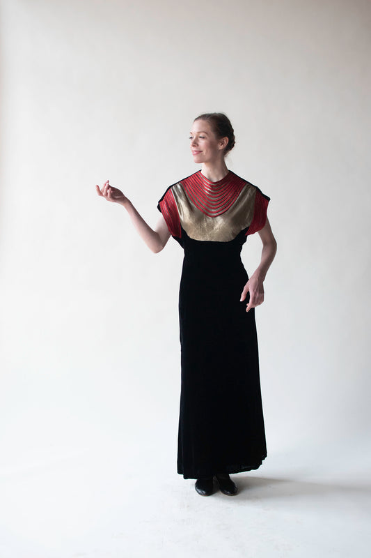 1930s Silk Velvet Dress