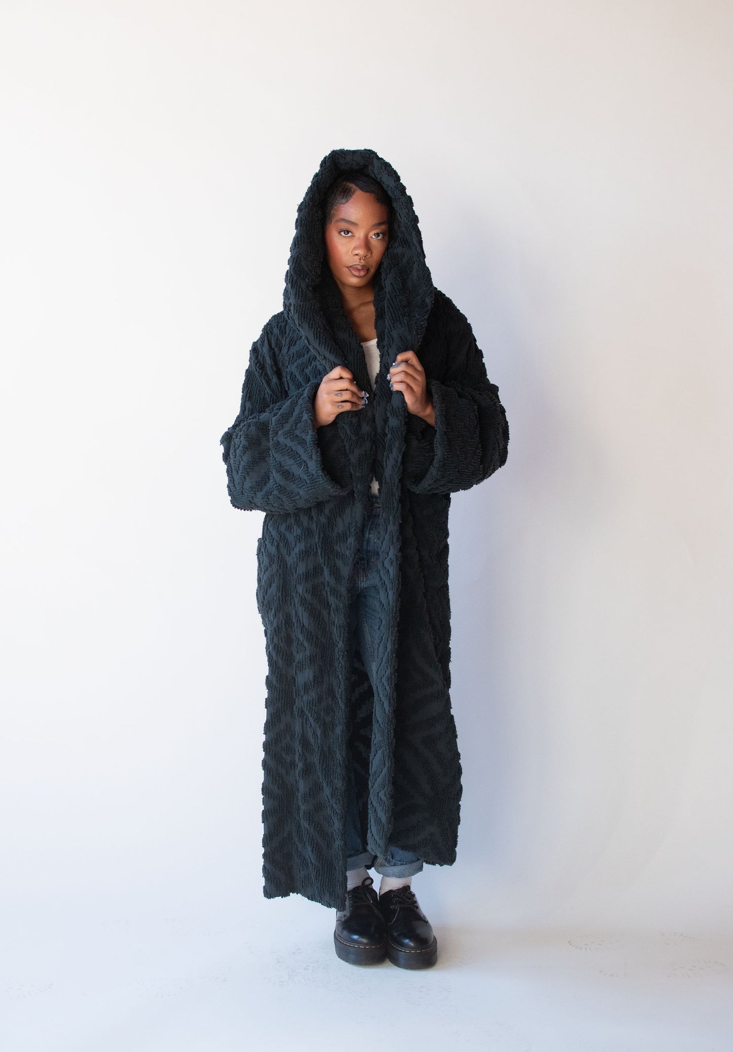 1980s Chenille Shawl Collar Coat | Norma Kamali