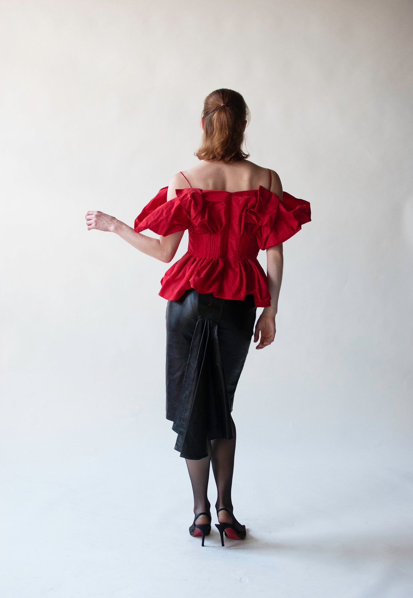 1980s Black Leather Skirt | Claude Montana