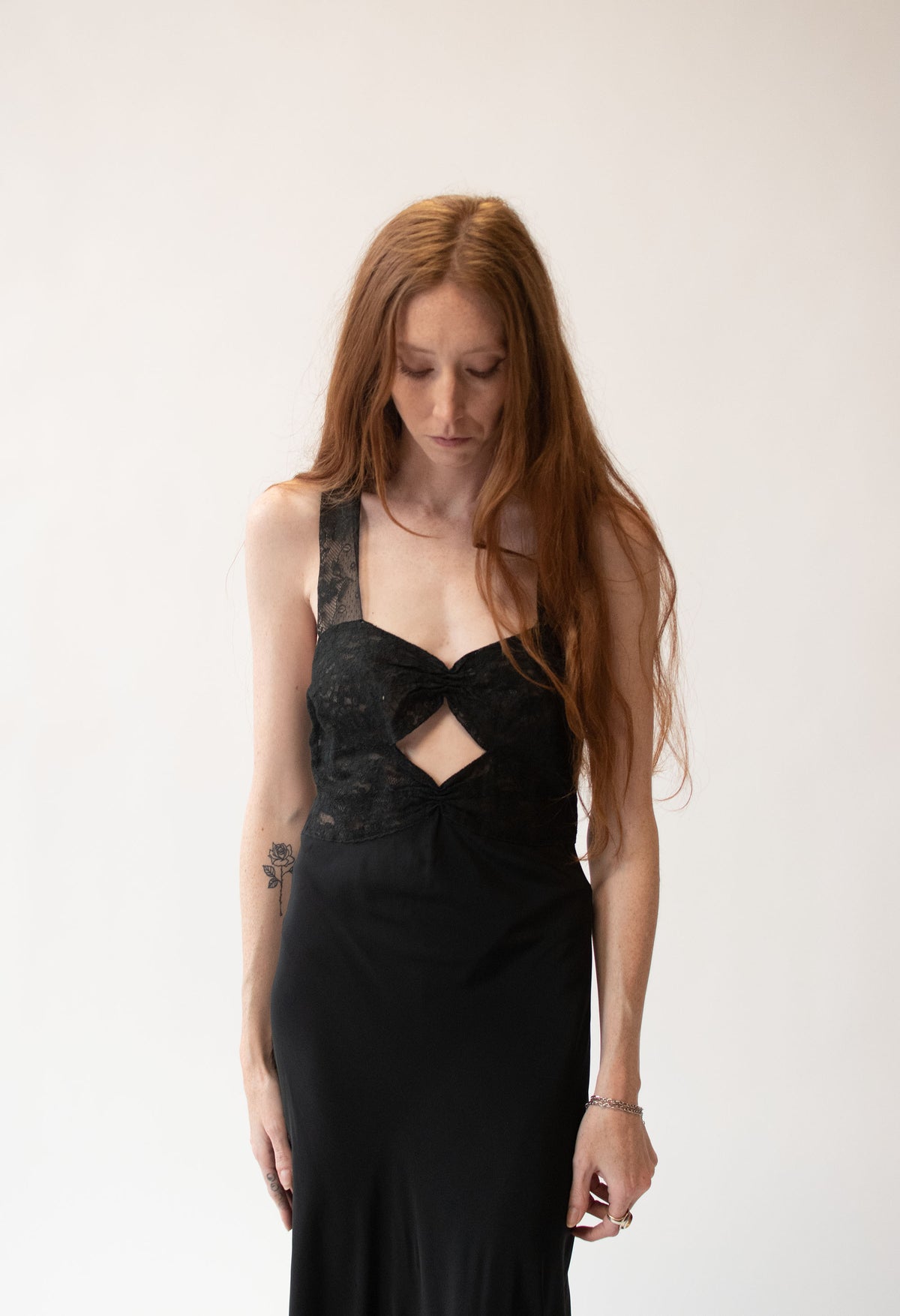 1940s Black Cutout Nightgown