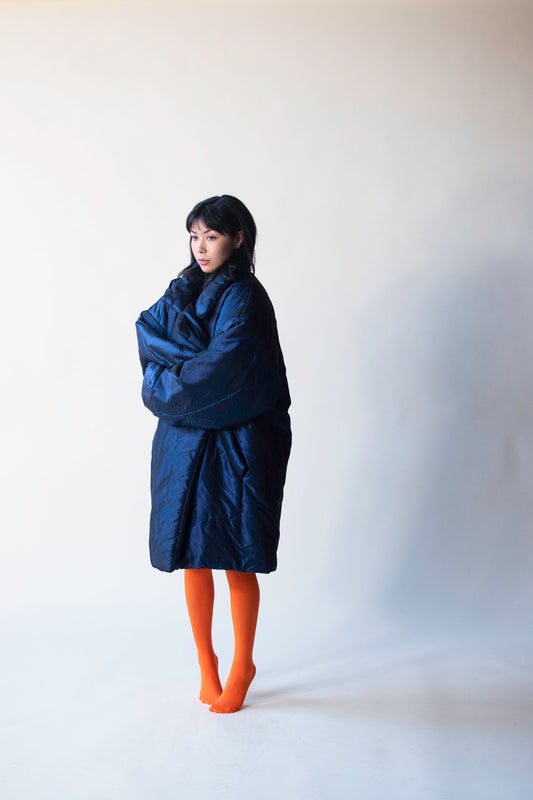 Cobalt Blue Sleeping Bag Coat | OMO Norma Kamali
