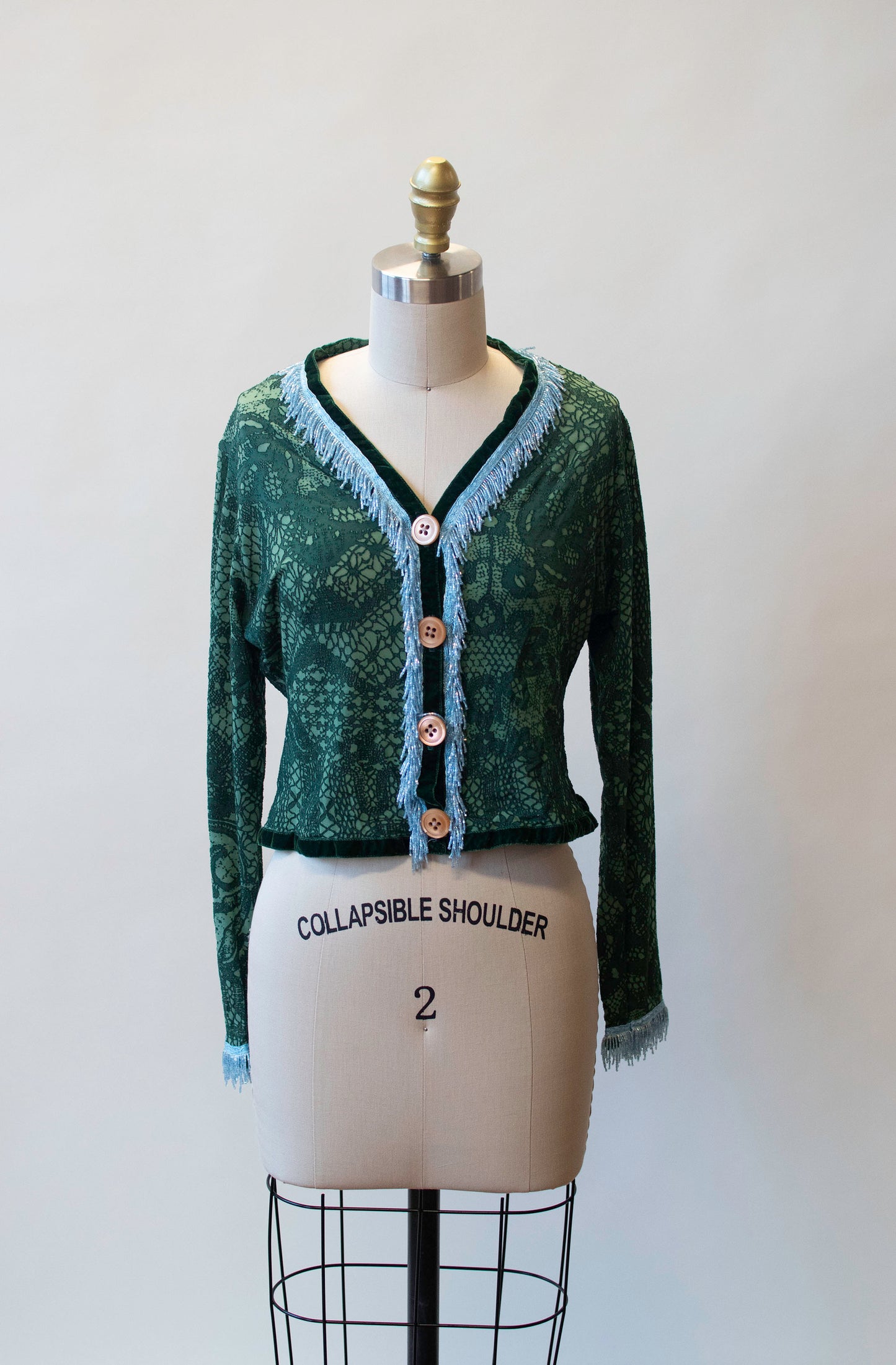 Green "Lace" Cardigan w/ beading | Voyage Invest in the Original