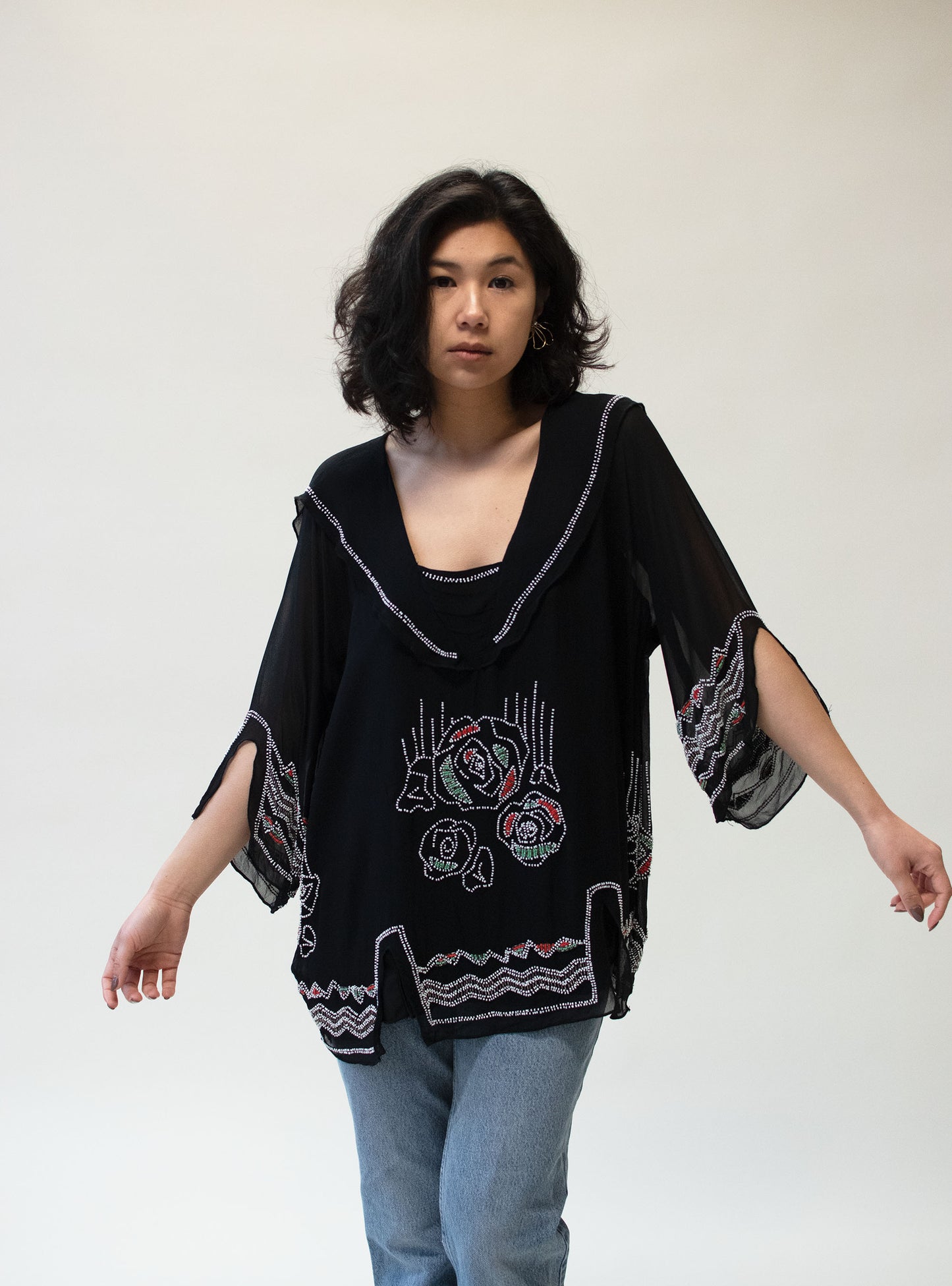 Beaded Chiffon Blouse | Anna Suit
