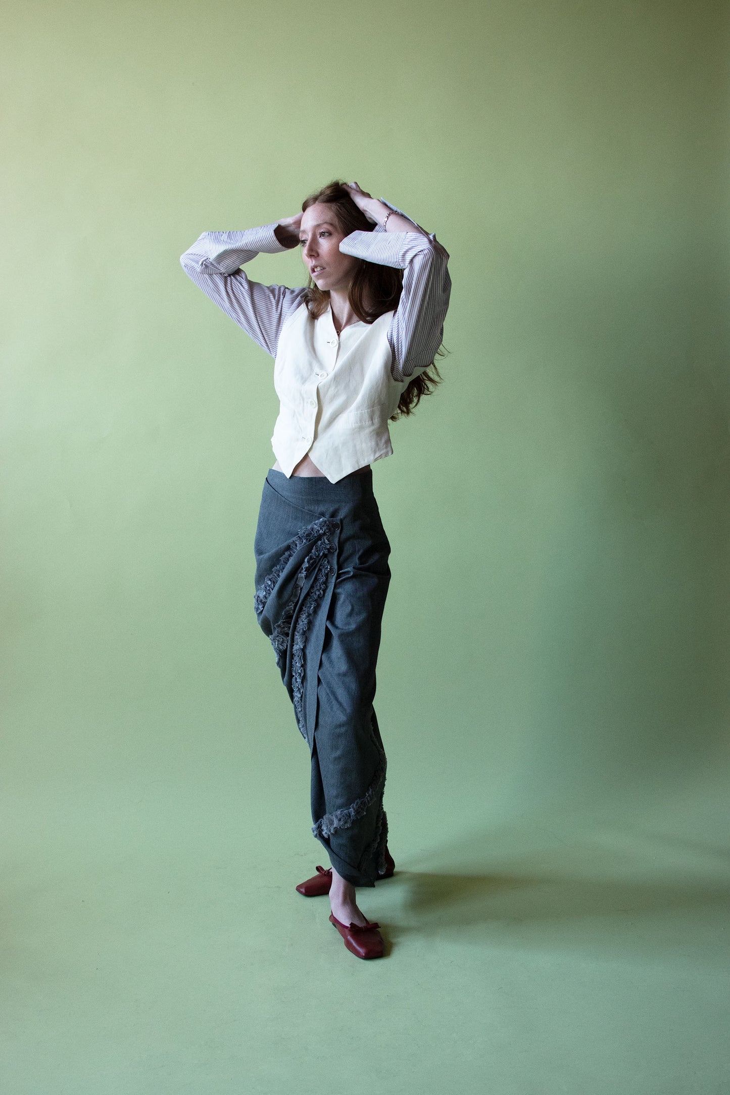 Ruffled Gray Skirt | Romeo Gigli