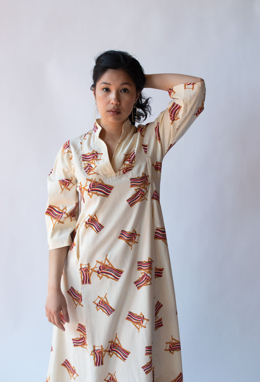 1970s Beach Chair Print Caftan | Liz Carlson