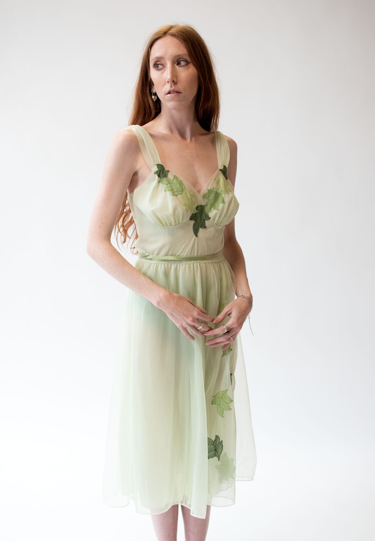 1950s Leaf Applique Nightgown