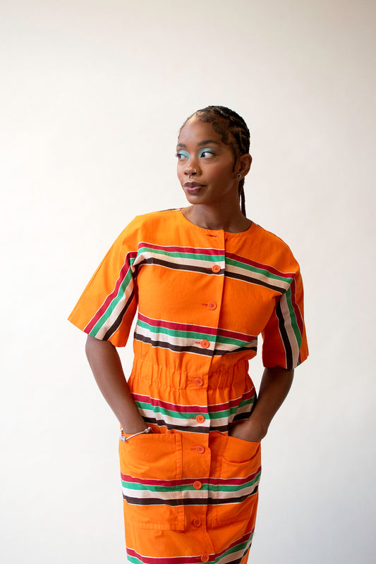 Orange Striped Dress | Marimekko 1974