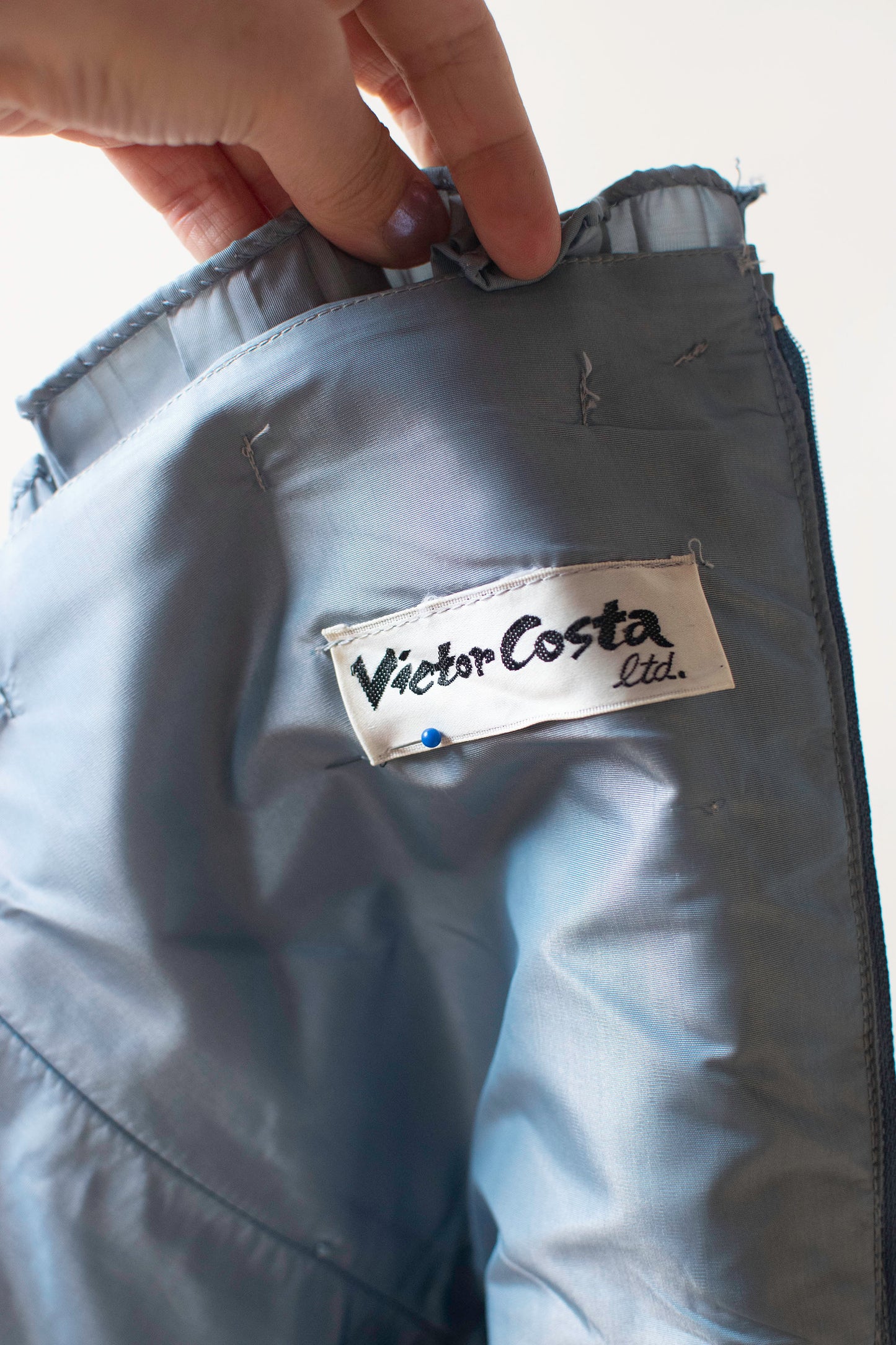 Ice Blue Ruffled Gown | Victor Costa