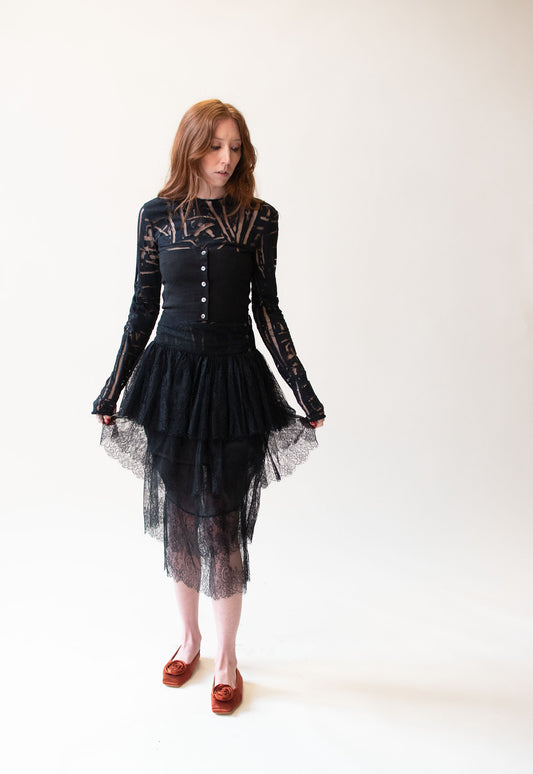 Black Lace Skirt | Romeo Gigli AW 1987