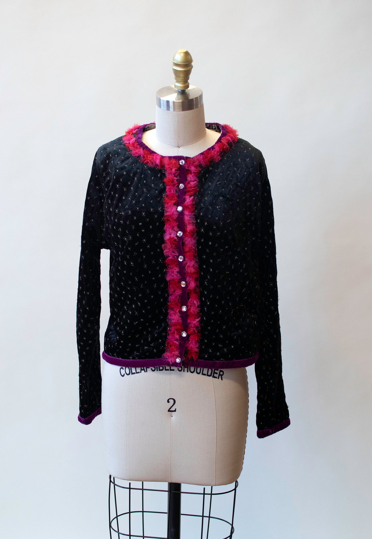 Black Velour Cardigan w/ Fringe Trim | Voyage Invest in the Original