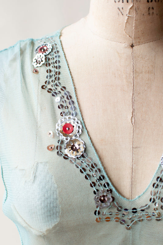 Mint Mesh Top w/ Sequins | Rozae Nichols
