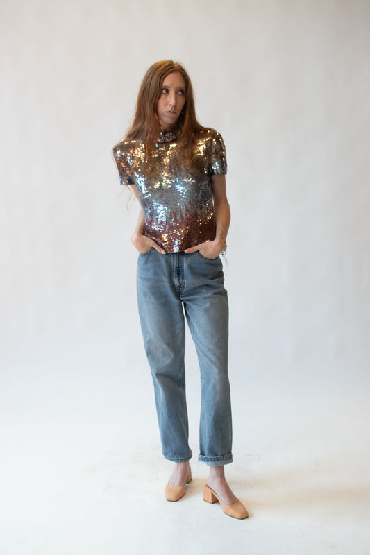 1980s Ombre Sequin Top | Halston
